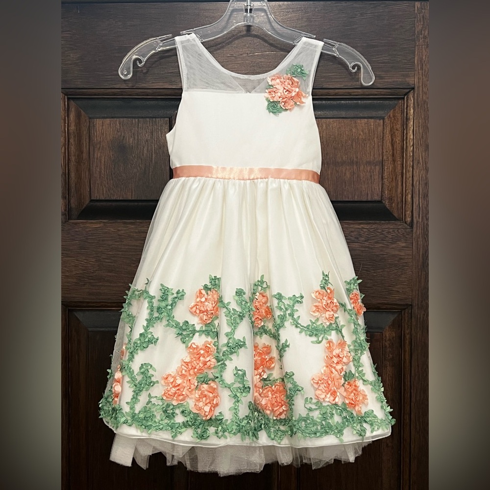American Princess Ivory Satin & Tulle Flower Girl Dress - Picture 3 of 7